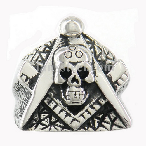 FSR11W03 Antique skull masonic ring - Click Image to Close